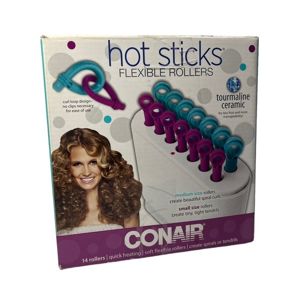 Conair Hot Sticks Rollers Curlers Flexible Rubber Hairsetter 14 Pageant HS18WR - Picture 7 of 12